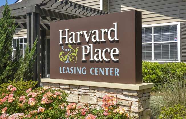 Harvard sign at Harvard Place Apartment Homes by ICER, Lithonia, Georgia