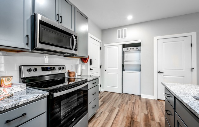 Founders Two Bedroom Model Kitchen, Entry, and Laundry