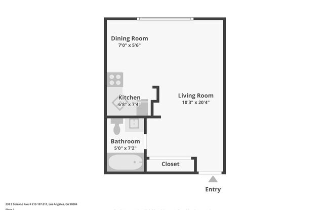 Studio, 1 bath, 495 sqft, $1,421, Unit 213