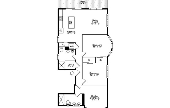 3 beds, 2 baths, 1,240 sqft, $4,300, Unit 3