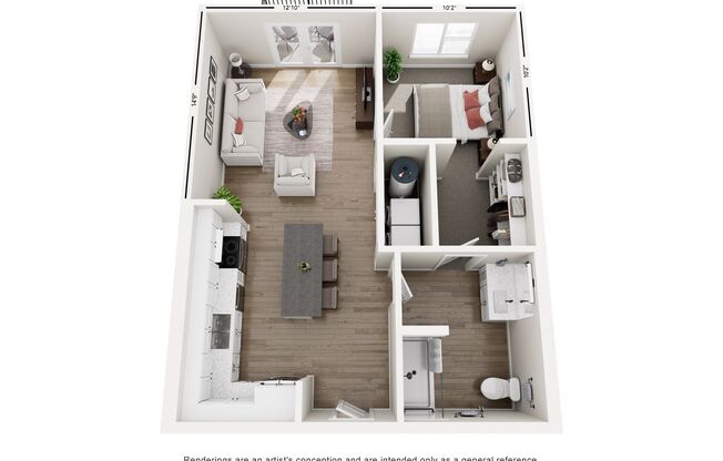 1 bed, 1 bath, 722 sqft, $1,575, Unit 2-205