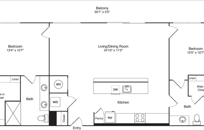 2 beds, 2 baths, 1,103 sqft, $2,475, Unit 414