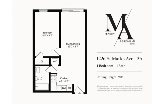 1 bed, 1 bath, 596 sqft, $2,995, Unit 2A