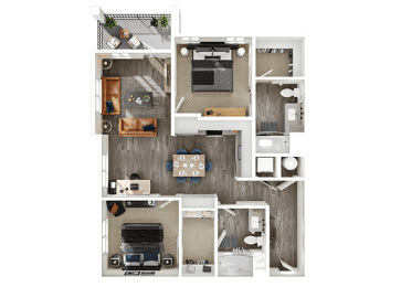 2 beds, 2 baths, 1,049 sqft, $1,936
