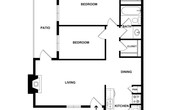 2 beds, 1 bath, 837 sqft, $1,030
