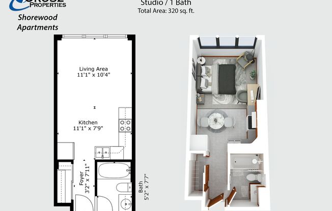 Studio, 1 bath, 310 sqft, $1,150, Unit 408