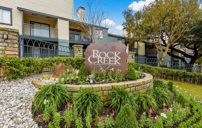 Front Signage at Rock Creek Apartment Homes in Dallas, Texas, TX