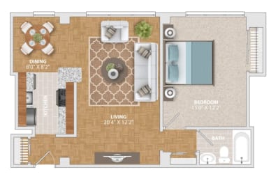 1 bed, 1 bath, 660 sqft, $1,708