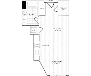 Studio, 1 bath, 494 sqft, $2,485