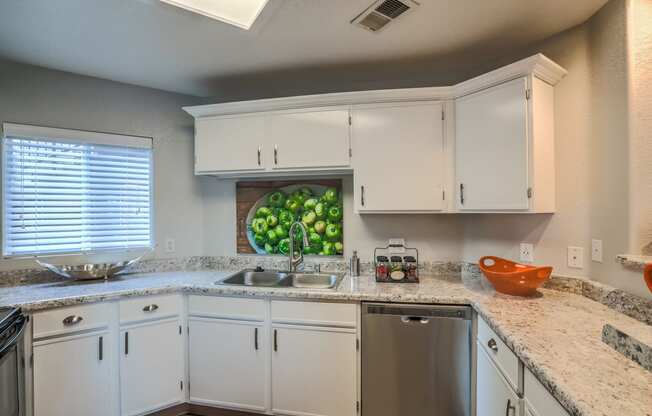 Kitchen with white cabinets at Arterra, Albuquerque, NM, 87113