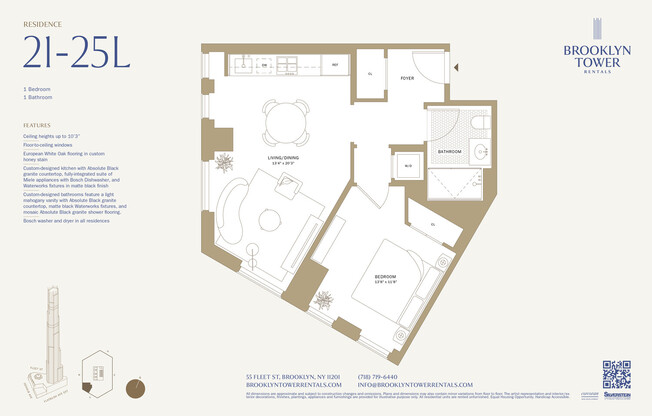 1 bed, 1 bath, $5,875, Unit 25L