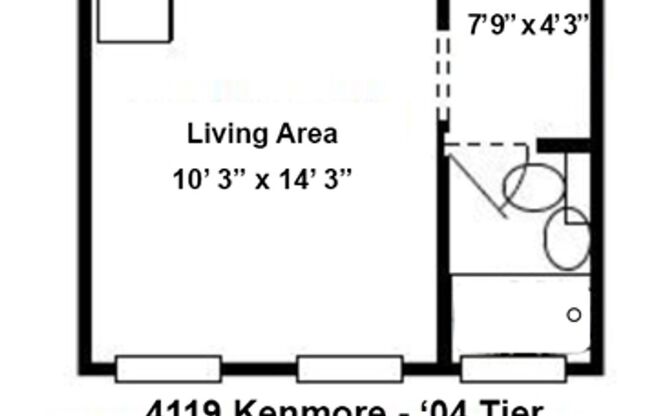 Studio, 1 bath, 210 sqft, $1,175, Unit 304-SS