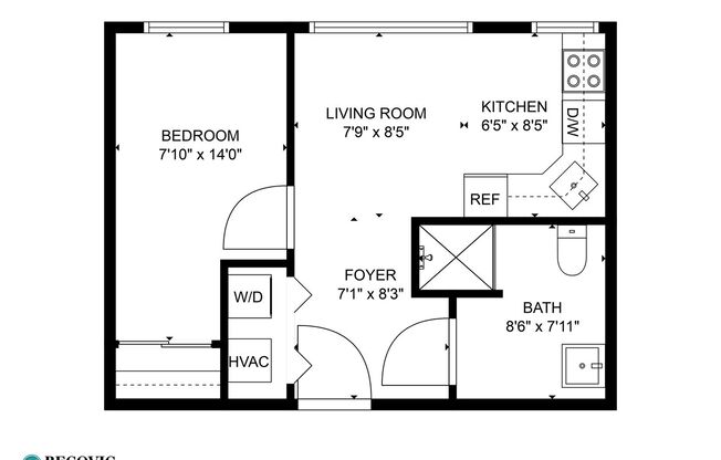 1 bed, 1 bath, 373 sqft, $1,750, Unit 406