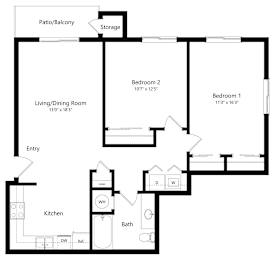 2 beds, 1 bath, 996 sqft, $1,320