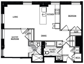 2 beds, 2 baths, 972 sqft, $3,350
