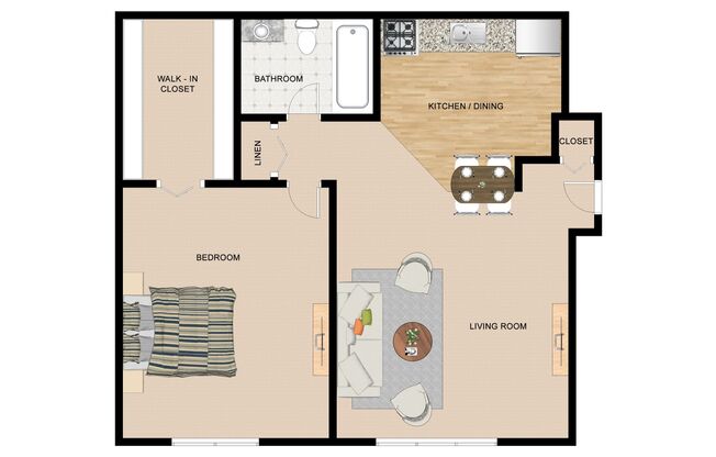 1 bed, 1 bath, 650 sqft, $1,300, Unit 57205