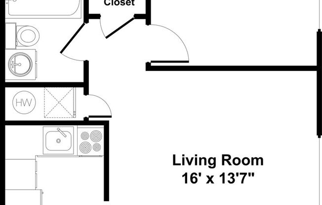1 bed, 1 bath, 625 sqft, $840, Unit 9350F
