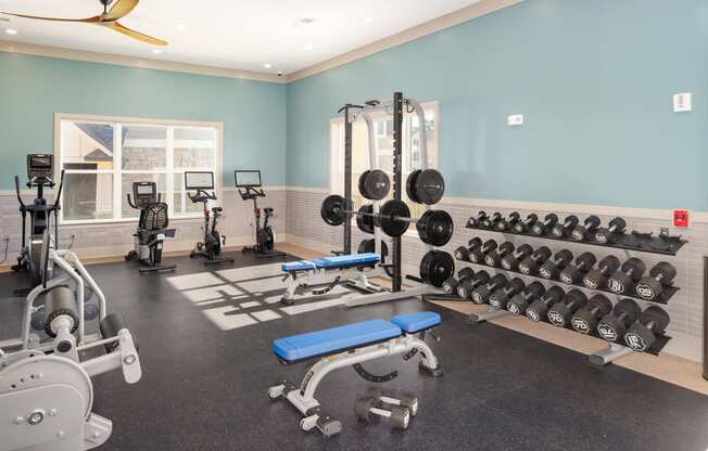 Madison area premium fitness center with exercise machines and equipment at The Alexandria