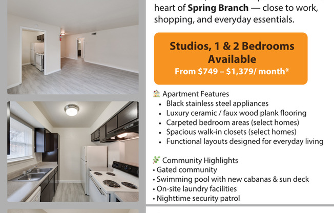 Studio, 1 bath, 462 sqft, $879, Unit 2001