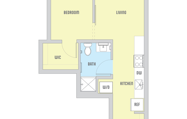 1 bed, 1 bath, 494 sqft, $1,523