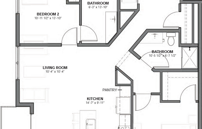 2 beds, 2 baths, 1,092 sqft, $2,106