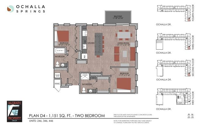 2 beds, 2 baths, 1,151 sqft, $2,275, Unit 246