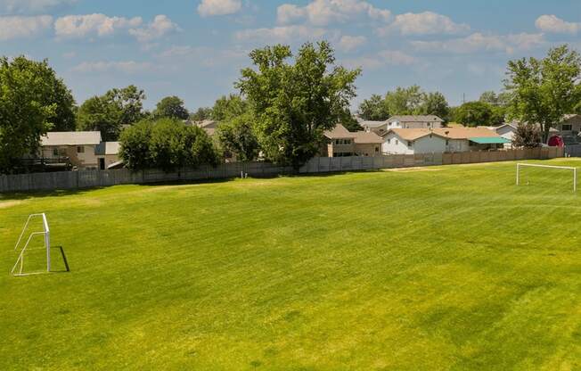 large soccer field at Pines at Southmoor apartments