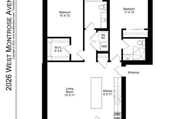 2 beds, 2 baths, 850 sqft, $3,500, Unit 2026-2B
