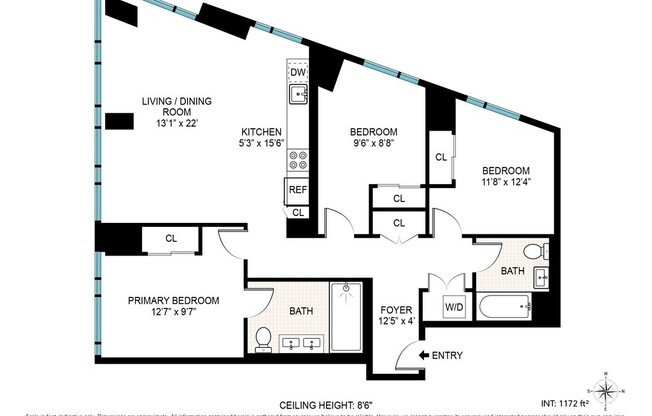 3 beds, 2 baths, $8,250, Unit 8D
