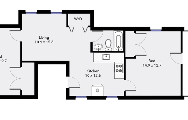 2 beds, 1 bath, $2,850, Unit 1