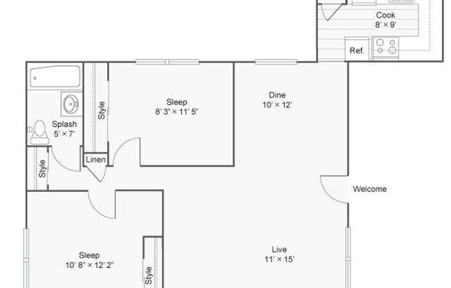 2 beds, 1 bath, 910 sqft, $1,900, Unit 18
