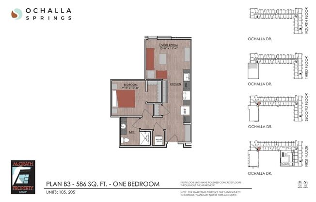 1 bed, 1 bath, 586 sqft, $1,430, Unit 305
