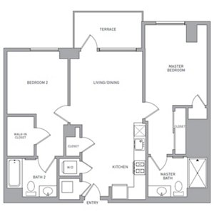 2 beds, 2 baths, 1,024 sqft, $4,556