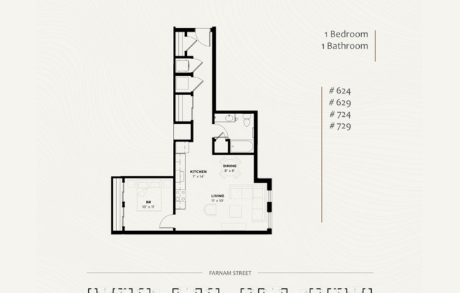 1 bed, 1 bath, 751 sqft, $1,615, Unit 624