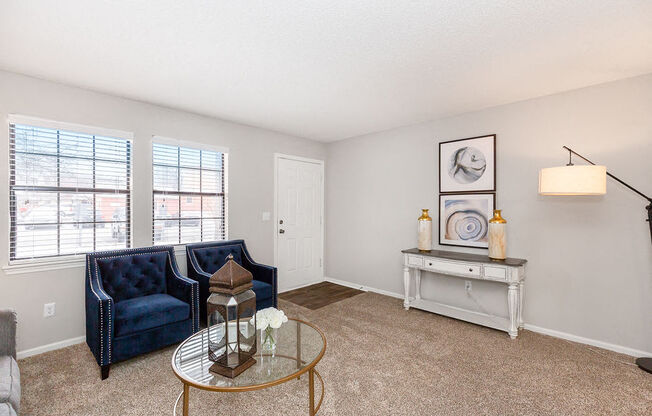 Plush Carpeting in the Living Room with Two Large Windows