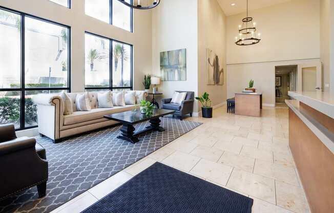 a living room with a couch and a coffee table