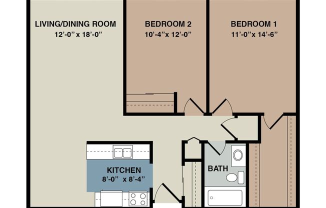2 beds, 1 bath, 927 sqft, $960, Unit 3004-304