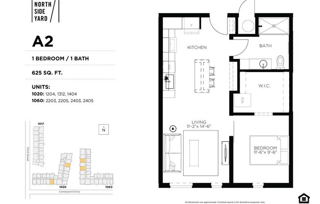 1 bed, 1 bath, 625 sqft, $1,275