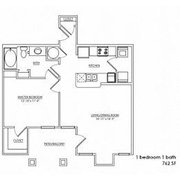 1 bed, 1 bath, 762 sqft, $1,413