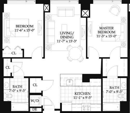 2 beds, 2 baths, 1,112 sqft, $4,880, Unit 1108