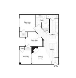 2 beds, 1 bath, 841 sqft, $3,190