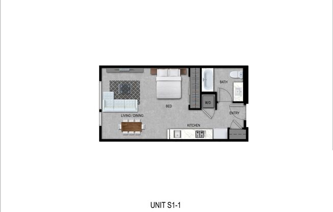 Studio, 1 bath, 451 sqft, $1,495, Unit 309