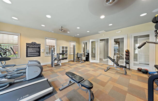 Clubhouse Fitness Center with cardio, strength, and free weights at Fenwyck Manor