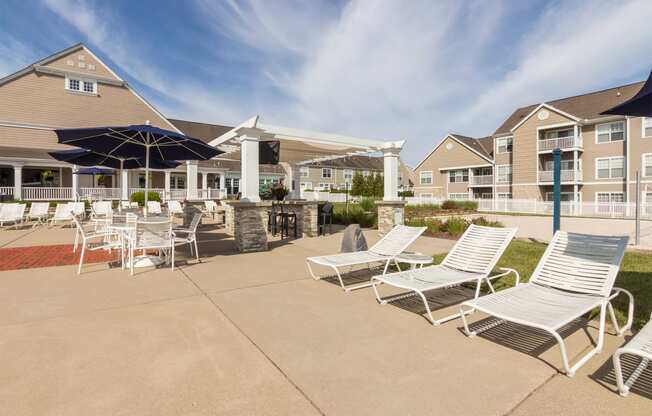 This is a photo of the pool area at Nantucket Apartments in Loveland, Ohio.