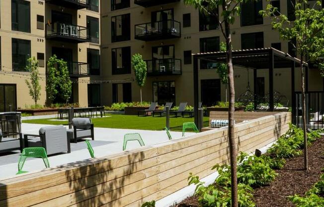 outdoor urban courtyard of apartment building