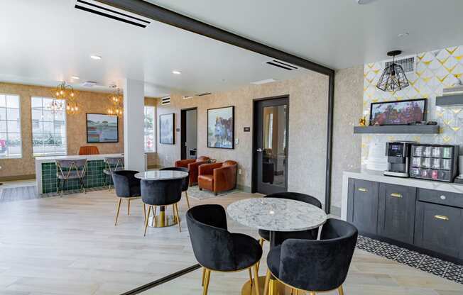 leasing lobby and resident lounge at Bayswater Apartments, Burlingame