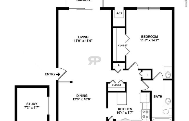 1 bed, 1 bath, 871 sqft, $1,156