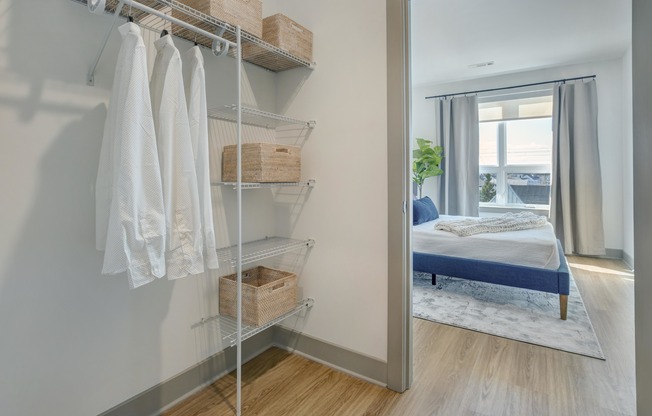 Our oversized closets with shelving are sure to fit all of your storage needs.