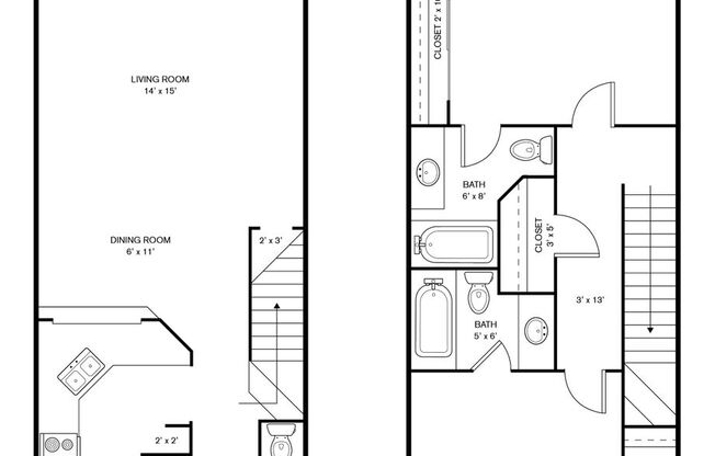 2 beds, 2.5 baths, 1,314 sqft, $980, Unit 0203