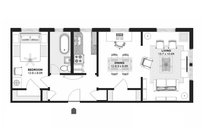 1 bed, 1 bath, 620 sqft, $950, Unit 202